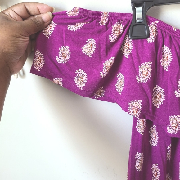 Old Navy Purple Paisley Print Off The Shoulder Shirt Size XXL - Picture 2 of 9